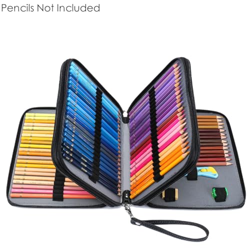 Image of YOUNGCOL 120 Slots Colored Pencil Case Color Pencil Organizer Storage Large Capacity Pencil Case (Black + Retro Flower)