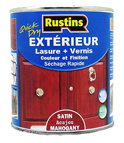 Rustins - Extérieur lasure + Vernis pour bois - séchage rapide - acajou fini Satiné - 500ml - 15m²/ - (ESMA500FR)