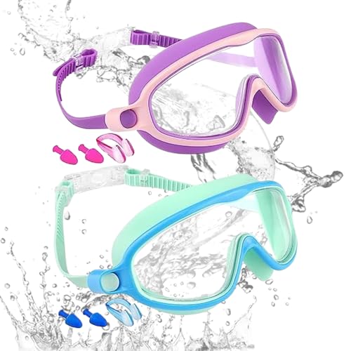 Gafas de natación para niños – Gafas de natación UV de visión amplia para niños | Gafas de protección UV sin fugas para jóvenes y niños pequeños, piscina, buceo, playa, actividades acuáticas de verano