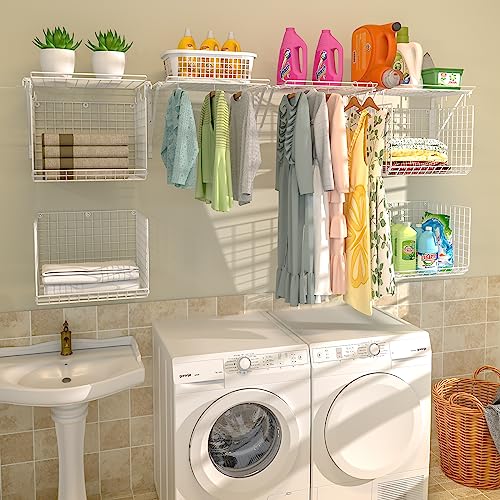 3Ingseagulls WSK01 2 Pack Laundry Room Shelves Wall Mounted With Wire Baskets thumb #1