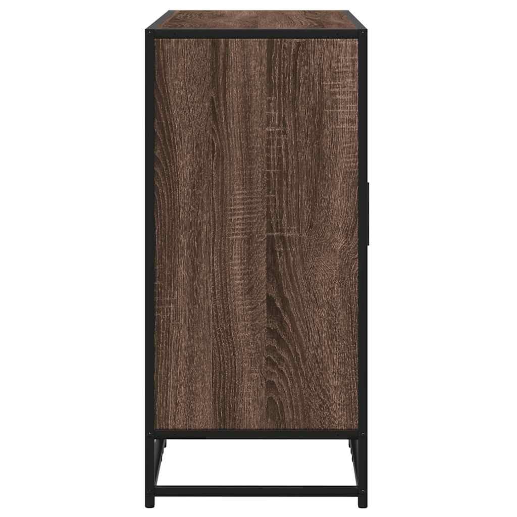 Credenza marrone effetto rovere, 94 x 35 x 76 cm, comò in metallo