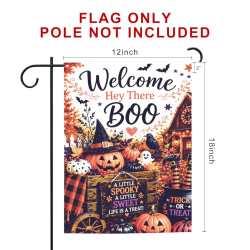 Image of Halloween Garden Flag 12x18 Inch Double Sided Welcome Boo Pumpkin Outdoor Yard Flag Fall Garden Decor