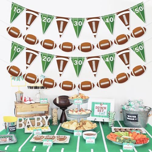 4 Pieces Football Party Decorations, Football Paper Garland with Triangle Flags Banner for Sports Theme Birthday Party Decorations Game Day Tailgate Party Supplies - Image 3