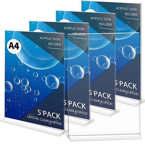 TAPKUA Acryl Aufsteller A4 - 5er Set Transparente Schilderhalter Für Büro & Gastronomie