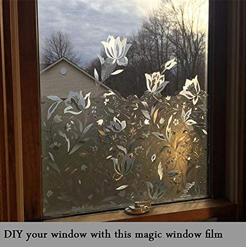 Niviy Window Film Privacy No Glue Static Cling Window Film 17.5" By 78.7" Glass Film Decorative Window Films Heat Control For Home Kitchen Office #TOP4