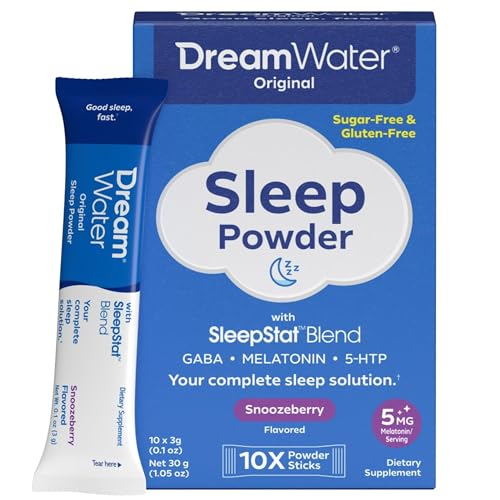 Dream Water Sleep Powder - Sugar-Free Gluten-Free Natural Flavors; Blend of 3 Ingredients GABA 5mg Melatonin 5-HPT; Snoozeberry 10 Pack
