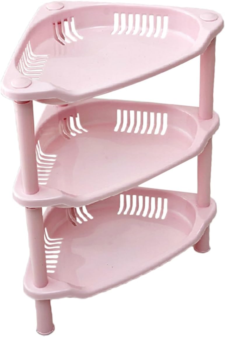 Garneck Fine Crafted Triangle Storage Rack 3-Layer Shelf for Kitchen Bath Corner Shelf Easy Assembly Random