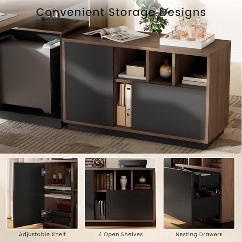Image of ModernMate 71 inch L Shaped Executive Standing Desk with File Cabinet