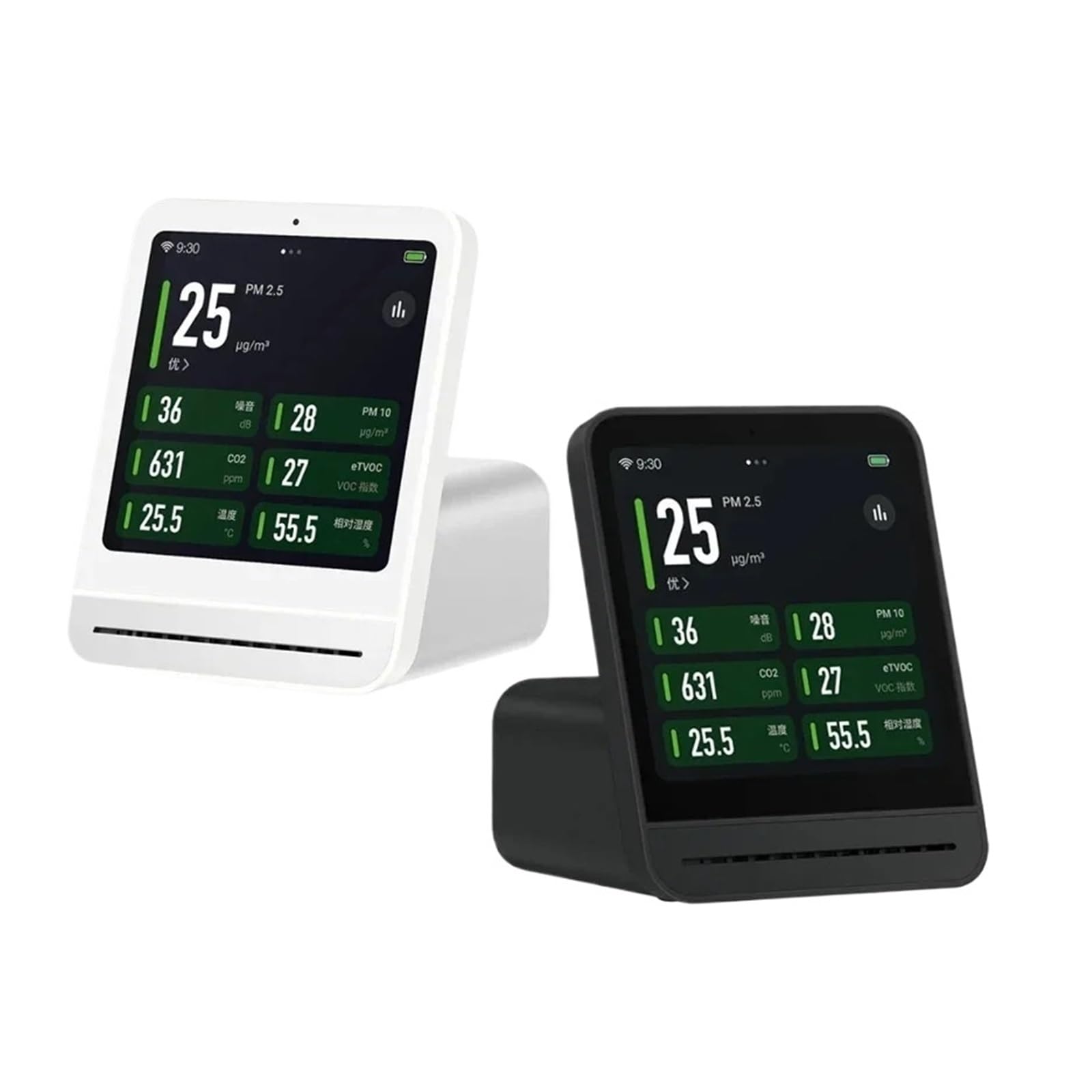 Detector de Gases, Detector de Aire, Sensor Temperatura y Humedad, Monitor Calidad CO2(Bianco)