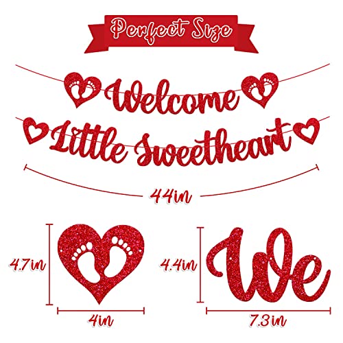 Image of FestikoValentine's Day Banner Welcome Little Sweetheart Decoration Happy Valentine's Day Theme Welcome New Born Baby Celebration Party Supplies