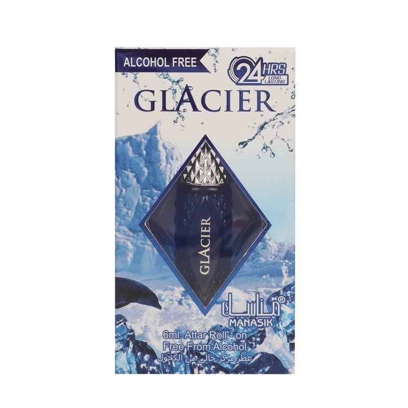 Image of Manasik Glacier Premium Attar, Floral, Citrus & Fresh, Soothing Fragrance, Long Lasting Roll on Itra For Men & Women, 6ml