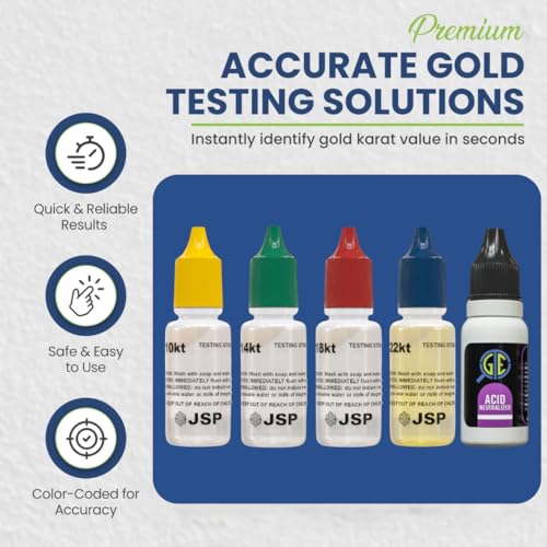 Image of Gemtone Gold Testing Jewelry Kit 10K 14K 18K 22K Testing Solution Purity Determiner Jewelry Scrap Precious Metal