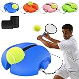 Solo Tennis Trainer Rebound Ball Set, Portable Solo Tennis Practice Device with Anti Tangle String & Stable Base, Tenniss Training Equipment for Kids Adults Beginners Garden (Blue with 1 Ball)