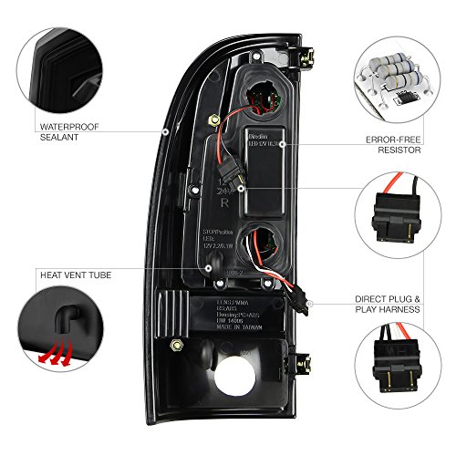 VIPMOTOZ Neon Tube LED Tail Light Lamp Assembly For 2005-2015 Toyota Tacoma - Matte Black Housing, Smoke Lens, Driver and Passenger Side