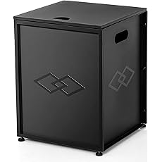 Propane Metal Tank Cover Table for Gas Fire Pits, Gas Tank Holder Storage Side Table for 20 Pound Propane Tank, 16-inch Hideaway Table with Side Handles