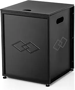 Propane Metal Tank Cover Table for Gas Fire Pits, 16-inch Hideaway Table Gas with Side Handles, Tank Holder Storage Side Table for 20 Pound Propane Tank, Black