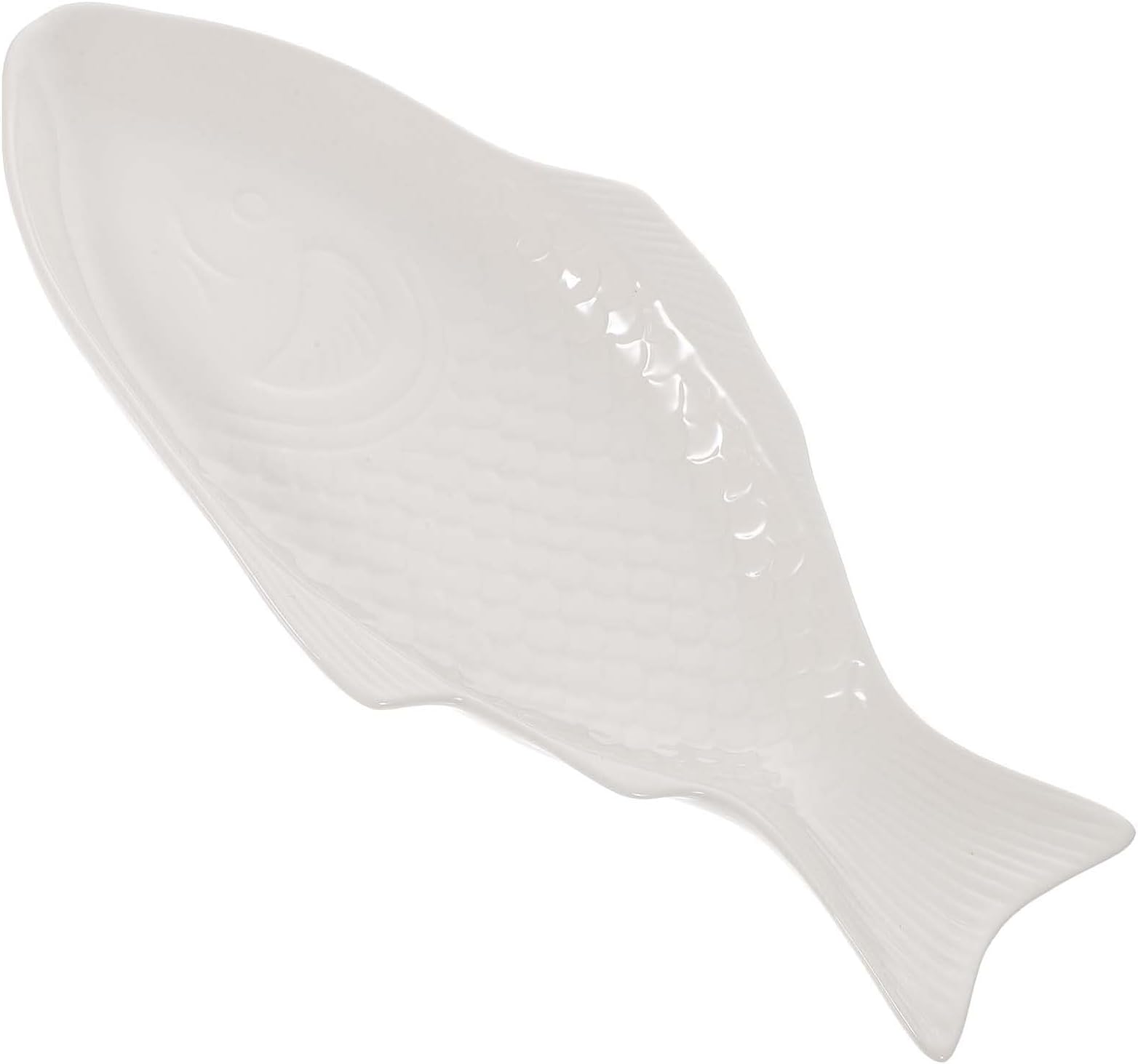 Luxshiny Ceramic Tableware Fish Shaped Plate Creative For Home Restaurant Dinner Snack Storage White 11 Inch
