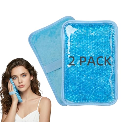 2 Pack Ice Pack with Strap Flexible Gel Pack for Targeted Hot & Cold Therapy Gel Bead Ice Pack for Knee Shoulder Back or Wisdom Tooth Support Ice Packs for Injuries Portable Compress