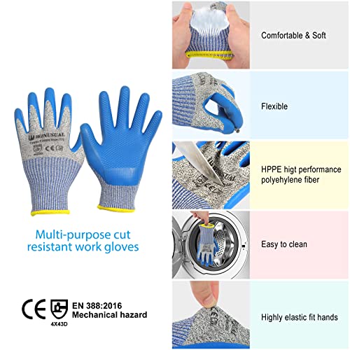 Winusual 10 Pairs Cut Resistant Gloves For Men And Women, Food Grade Safety Gloves Level 5 Cut Proof Gloves With Latex Coating(Extra Large) #TOP5