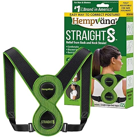 Hempvana Straight 8 Fully Adjustable Lightweight Posture Corrector, AS-SEEN-ON-TV, Helps Relieve Back Strain, Slouching & Text Neck, Moisture-Wicking Hemp Fibers, Eight Points of Support, Unisex Cover