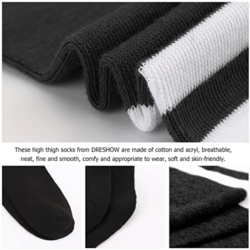 Image of DRESHOW Extra Long High Thigh Socks Striped Over Knee Thin Tights Long Stocking
