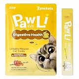 PAWLI Digestive Health Lickable Cat Treats, Squeeze Cat Treats for Sensitive Stomach & Gut Health, Cat Treats for Digestion Support, Grain-Free, 7 Count (3.5 oz Total)