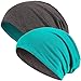 Produktbild Hatstar® 2in1 Reversible Unisex Beanie | Damen und Herren Mütze | Übergangsmütze für Frühling und Sommer | SoftTouch Poly - Baumwolle | leicht & weich (2 in 1 dunkelgrau/Petrol)