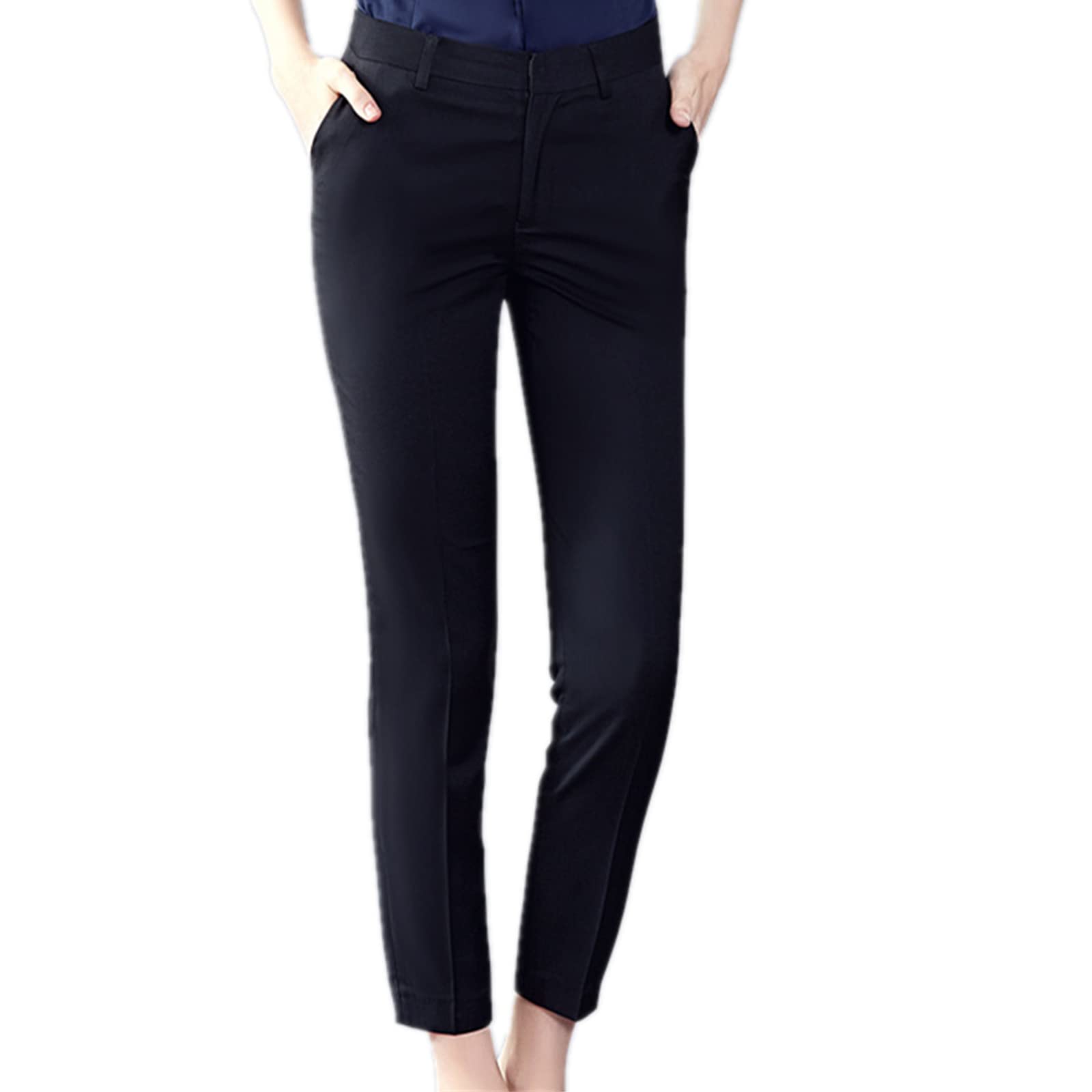 Fashion Womens Casual Workplace Temperament Trousers Loose All-Match Straight Pants Commuter Trousers XXL Black
