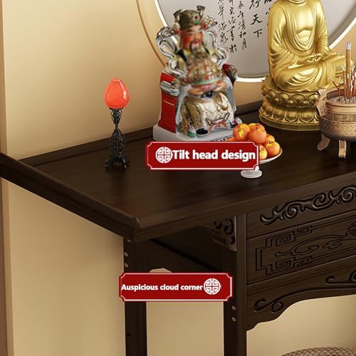 Table d'autel bouddhiste marron L100xH100cm pour culte chinois - 5