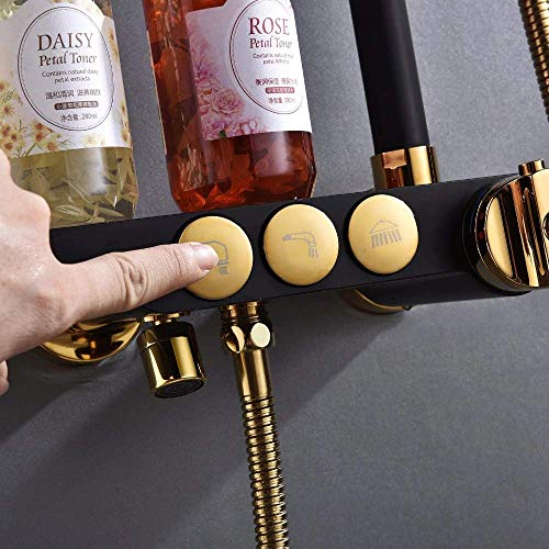 Ensemble de robinets de douche avec étagère et bec pivotant pour baignoire - 5