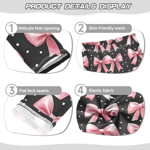 Pink Bows Polka Dots Girls Leggings Kids Yoga Pants Dance Active Tights 4T3