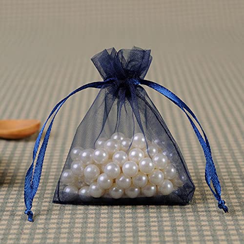Jwsqmc 4X6 Inch Organza Gift Bags With Drawstring For Jewelry,Candy,Set Of 50 Navy Blue Sachet,Sheer Fabric Mesh Goody Pouches For Baby Shower,Birthday,Party Favors,Wedding,Bridal Shower,Mothers Day #TOP1