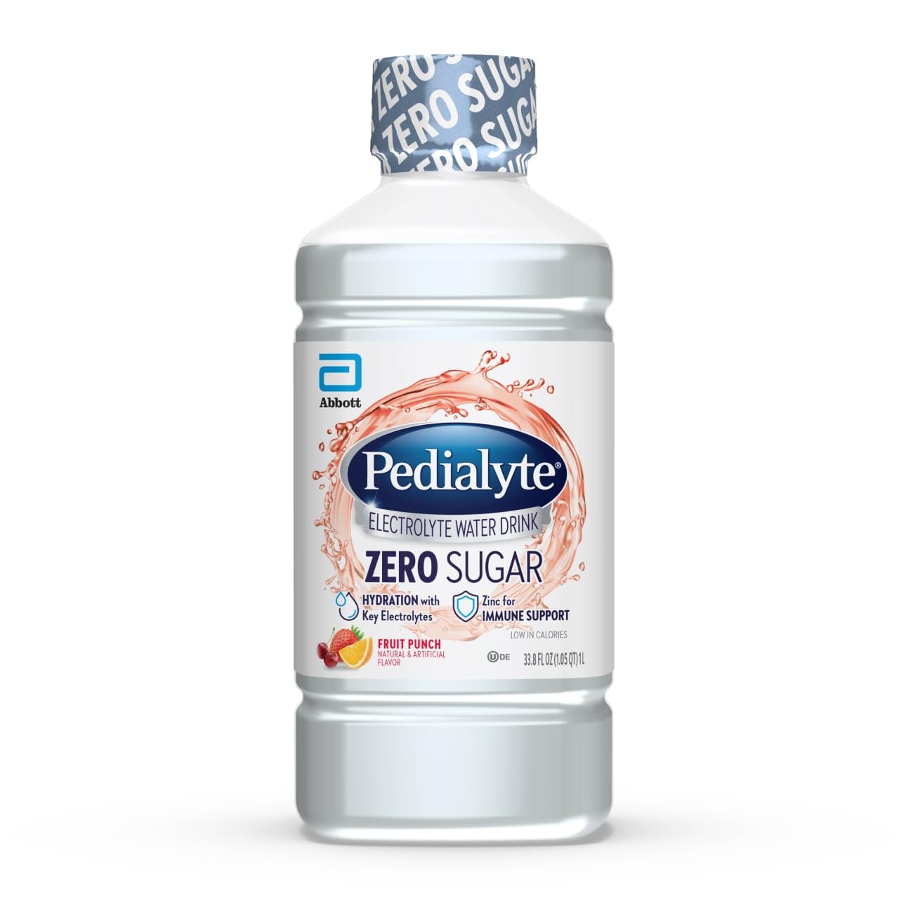 Pedialyte Electrolyte Water with Zero Sugar | Hydration with Key Electrolytes | Great Hydration Low in Calories | Fruit Punch, 1 Liter