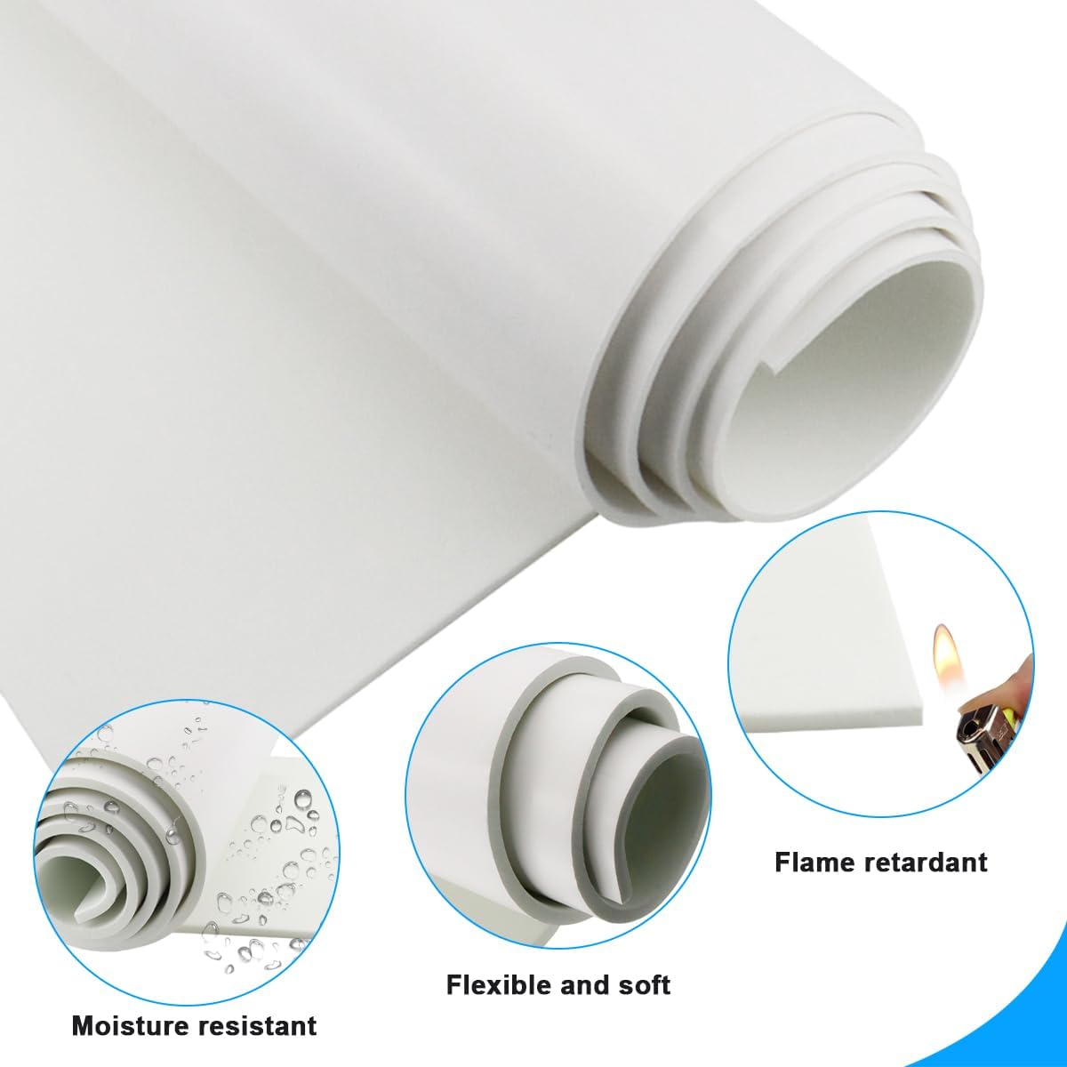 Rollo de espuma autoadhesivo, 300 mm de ancho x 1,5 mm (P) x 3 m (L), láminas de espuma multifunción de caucho de neopreno para protección de muebles, antideslizante, aislamiento acústico
