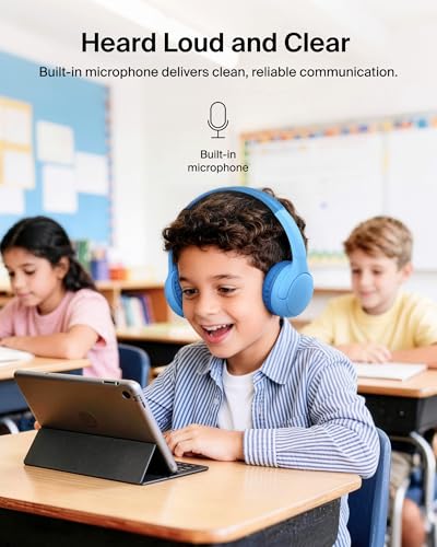 Image of Belkin SoundForm Mini 2 Wireless Kids Bluetooth Headphones - On-Ear Earphones w / 55H Battery Life, 85dB Safe Volume Limit, Built-in Microphone - Toddler Headphones for iPad, Tablet, School, Travel