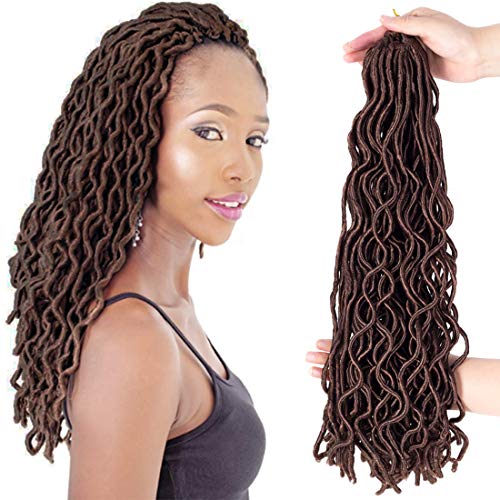6Packs 20'' Wavy Faux Locs Crochet Synthetic Braiding Hair Soft Curly Fauxlocs Havana Mambo Twist Hair Extensions Braids Dreadlocks 30# Color 24Roots/pack (20'' (6 packs/lot), 30#)