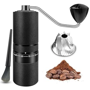 Manual Coffee Grinder, 120 External Adjustable Setting Coffee Bean Grinder with Capacity 28g, 7 Star Stainless Steel Conical Burr, Portable Hand Grinder for Espresso, Moka, French Press, Cold Brew