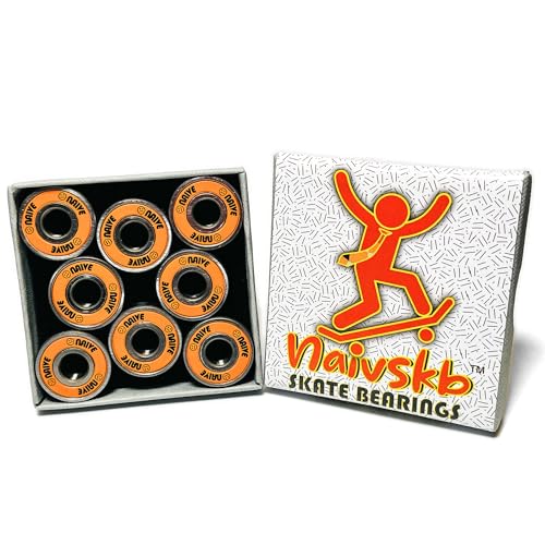 Naivskb Skateboard Bearings 8mm 8 Pack, Precision ABEC 608 Bearings Set for Longboards Cruisers Surfskates Inline Skates Quad Roller Skates Scooters (Vintage Orange)