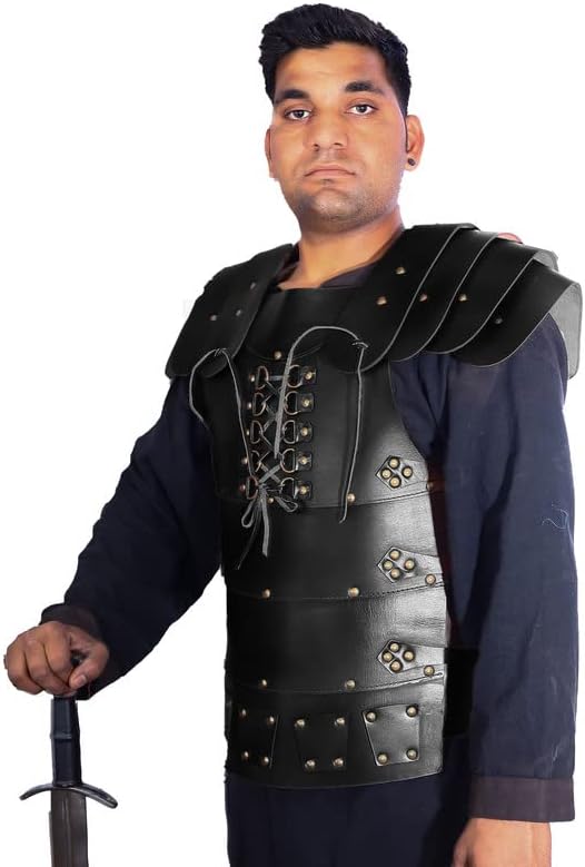 Miniatura 2 de The Medieval Shop - Chaleco de piel auténtica de 0.157in, armadura LARP Armor SCA Armor Medieval Armour