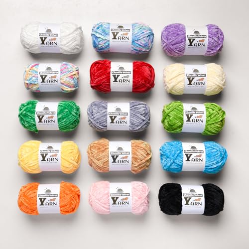 Image of Plush Chenille Chunky Yarn - Fluffy Velvet Yarn Crochet for Blanket Knitting and Crocheting - Soft Baby Yarns for Crocheting - Amigurumi Crochet Yarns 100g (87yds) (Christmas Green)