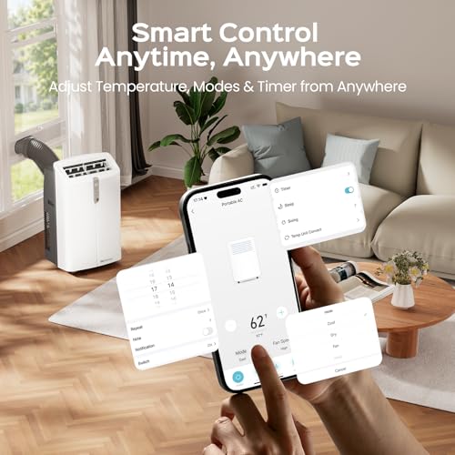 Image of TECXERLLON 16,000 BTU Portable Air Conditioner with App & Remote Control, Cools up to 850 Sq. Ft., 4-in-1 Smart AC Unit with Dehumidifier, Fan, Sleep Mode, Self-Evaporating Design & Window Kit