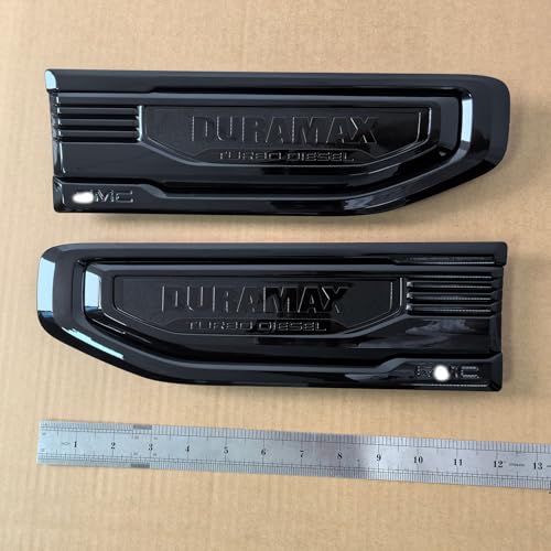 Image of 2pack OEM 2019-2026 Duramax Truck Turbo Vent Emblem Right Left 3D Nameplate Badge Replacement for Sierra 1500 86532091 (Gloss Black)