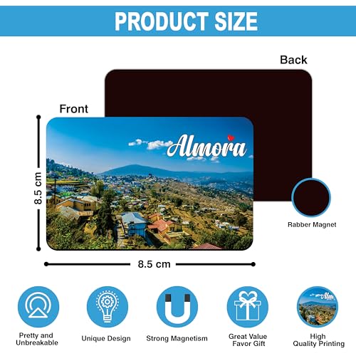 Image of Elegant Fridge Magnet with Themes |Rectangular Size Refrigerator Magnet with Magnetic Rubber Back | Pack of 1, 8.6cm X 5.4cm (Almora)