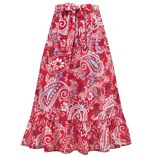 Collections Etc Women's Paisley Flounce Hem Skirt Blue XX-Large2