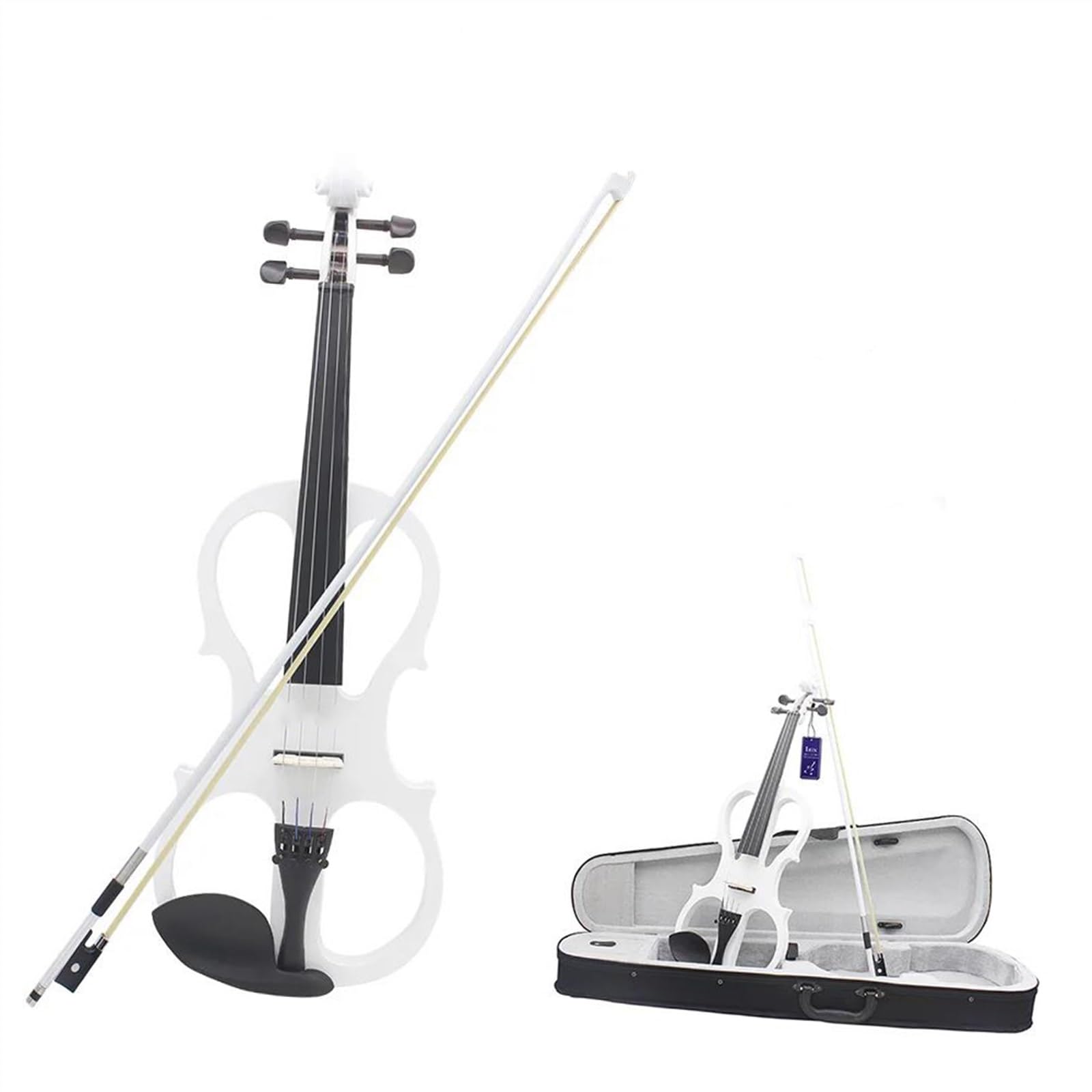 Erwachsenen geige Anfänger 4/4 Elektrische Violine Weiße Oberfläche Ahornplatte