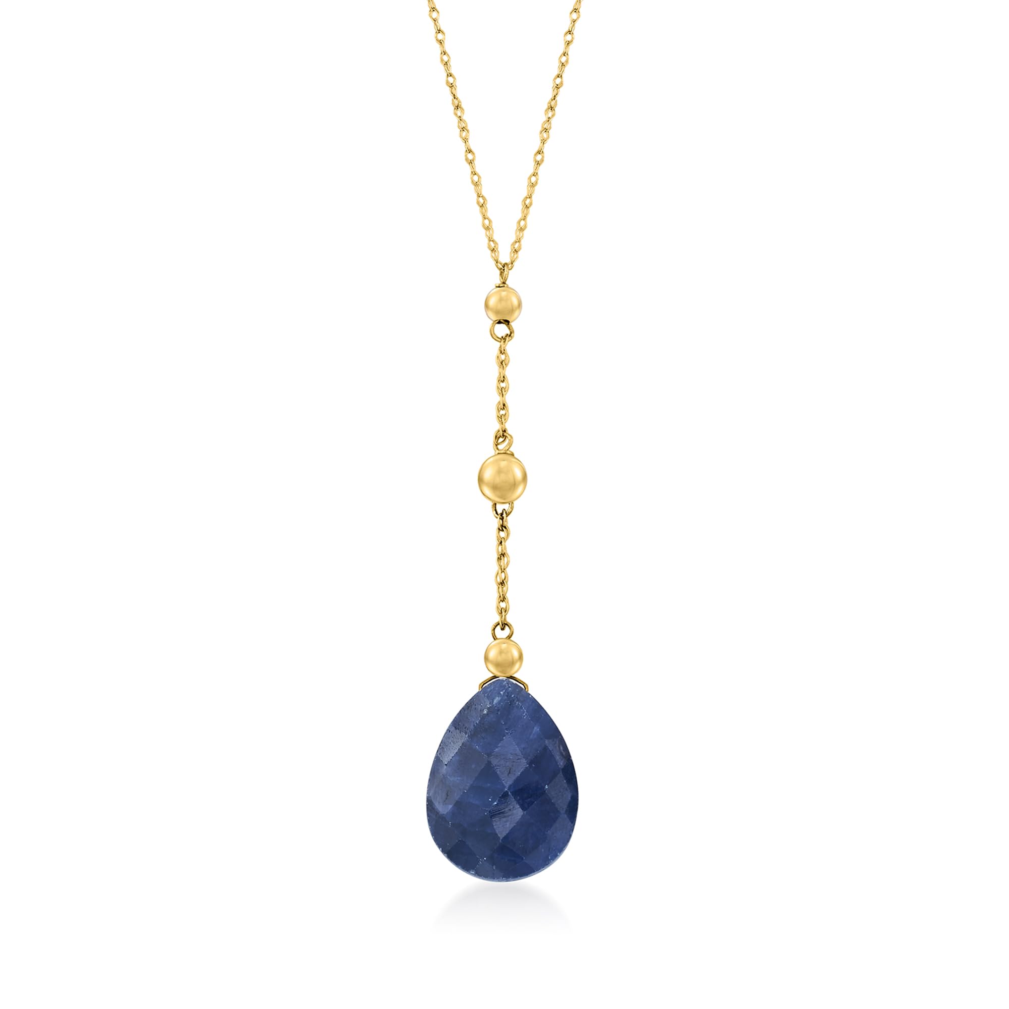 Precious Gemstone Y-Necklace in 14kt Yellow Gold, Yellow Gold Sapphire, Sapphire