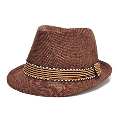 Floralby Unisex Kids Fedora Hat Pitched Crown Classic Jazz Hat Cap Short Brim Coffee