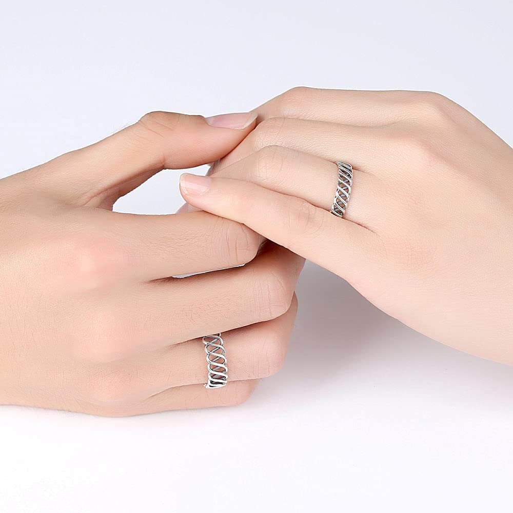 Anello per Coppia Regolabile S925 - Anello per Dito Aperto e Vuoto con Intreccio in Rete retrò, Vecchio Anello impilabile Vintage, Regali economici per Ragazze La