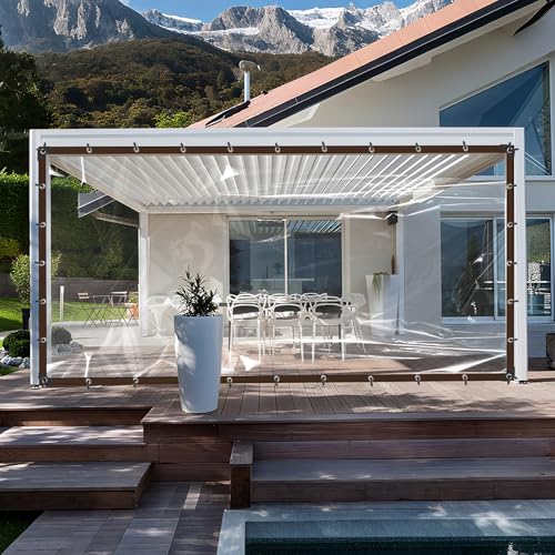 16.4X16.4FT Clear Plastic Tarp with Increase Grommets|33 FTWindproof Rope| Heavy