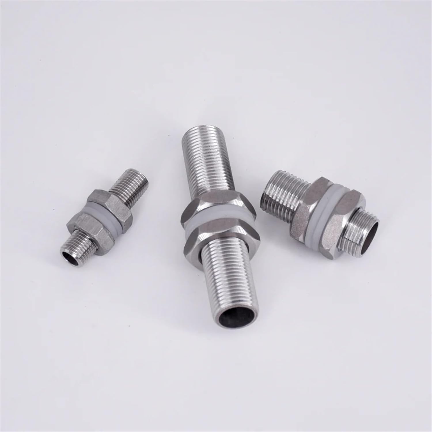1/4"" 3/8"" 1/2"" 3/4"" 1"" -2"" BSPT 30 40 50 60 80 100 120 150mm Stainless Full Thread Bulkhead Lock Pipe Fitting Water Tank Aquarium(Size:50MM_1/4""), Length x BSPP Male